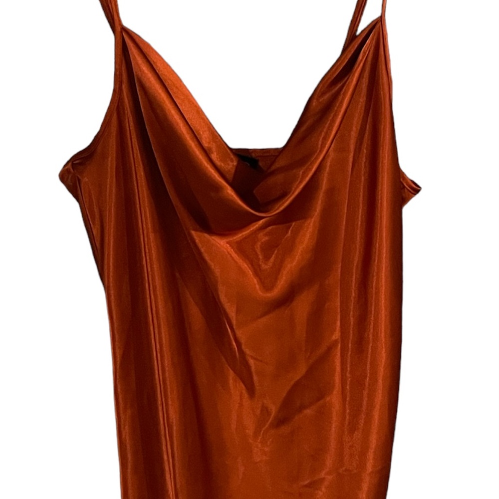 Bebe burnt orange satin dress
